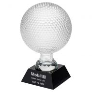 Clear Glass Golf Ball On Black Base (5.5 inch Dia) 9.25in : New 2020