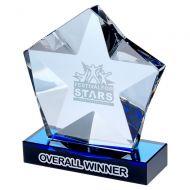 Clear Glass Pentagon Plaque With Star Detail On Black Blue Base 6.5in : New 2019