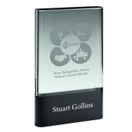 Clear Glass Plaque On Black Base (30mm Thick) 9in