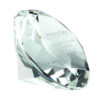 Glass Diamond Shaped Paperweight In Box Clear 4.75in