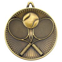Tennis Deluxe Medal Antique Gold 2.35in