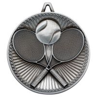 Tennis Deluxe Medal Antique Silver 2.35in