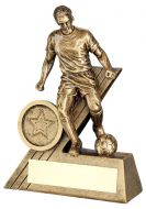 Bronze-Gold Male Football Mini Figure With Plate - 4in : New 2022