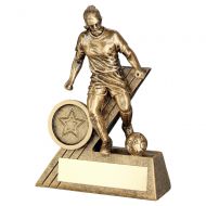 Bronze-Gold Female Football Mini Figure With Plate - 5.5in : New 2022