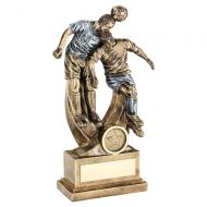 Football Trophy Award Bronze Pewter Male Double Heading Figures 12in : New 2020