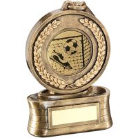 Bronze/Gold Medal Ribbon Football Trophy - 6.5in