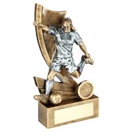Bronze-Pewter-Gold Female Football Figure On Swoosh Back With Plate - 6