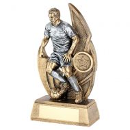 Bronze Pewter Male Football Figure On Backdrop Trophy Award 6in : New 2020