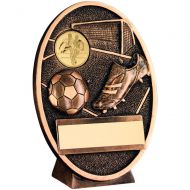 Bronze/Gold Football Boot Oval Plaque Trophy 5in