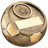 Bronze/Gold Full 3d Angled Football Trophy Award - 3in Dia : New 2018