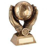 Bronze Gold Football In Goalkeeper Gloves Trophy Award 7.25in : New 2020