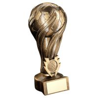 Bronze/Gold Football On Lightning Ribbon Column Trophy (1in Centre) - 6.25in