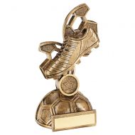 Bronze Gold Football Boot with Panel Backdrop Trophy Award 6in : New 2020
