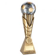 Bronze Pewter Gold Football On Leaf Burst Column Trophy Managers Player : New 2019
