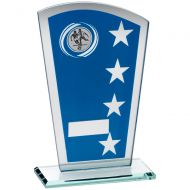 Blue/Silver Printed Glass Shield Football Trophy - 7.25in