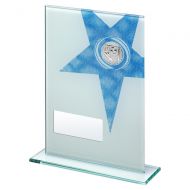 White Blue Printed Glass Rectangle With Football Insert Trophy 8in : New 2019