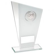White/Silver Printed Glass Plaque Football Trophy Award - 6.5in : New 2018