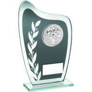 Grey/Silver Glass Plaque Football Trophy 6.5in