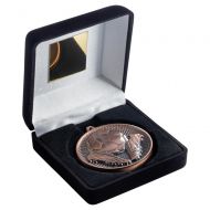 Black Velvet Box And 60mm Medal Football Trophy Bronze 4in : New 2019