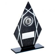 Black Silver Printed Glass Diamond With Angling Insert Trophy 7.25in : New 2019