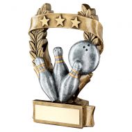 Bronze Pewter Gold Ten Pin 3 Star Wreath Award Trophy 7.5in : New 2019