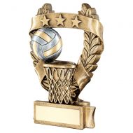 Bronze Pewter Gold Netball 3 Star Wreath Award Trophy 5in : New 2019