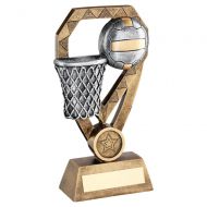 Bronze Pewter Gold Netball with Net On Diamond Trophy Award 6in : New 2020