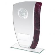 Jade Glass with Claret Silver Marble Detail and Netball Insert Trophy Award 7.25in : New 2020