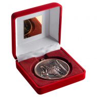 Red Velvet Box And 60mm Medal Netball Trophy Bronze 4in : New 2019