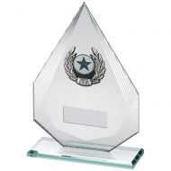 Jade/Silver Diamond Glass Silver/Black Trim Trophy - 6.5in