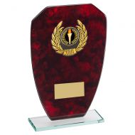 Jade Glass With Red Marble Backing And Gold Trim Trophy - 8in : New 2022