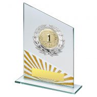 Jade Silver Gold Glass Plaque With Silver Trim Trophy (2in Centre) 6.5in : New 2019