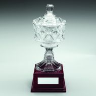 Clear Glass Cup On Wood Base Trophy 13.25in