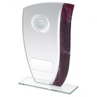 Jade Glass with Claret Silver Marble Detail and Hockey Insert Trophy Award 6.5in : New 2020