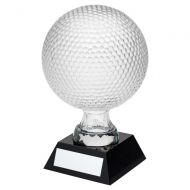 Clear Glass Golf Ball On Black Base Trophy Award (4 inch Dia) 6.5in : New 2020