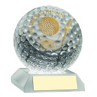 Clear Glass Golf Ball Trophy Nearest The Pin 3.75in