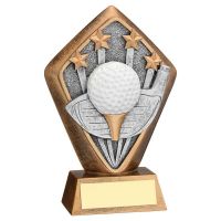 Bronze/Gold Diamond Holder With 'GOLF' Disc And Plate - 5.25in - 133mm - NEW 2025