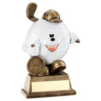 Bronze White Comedy Golf Ball Figure Trophy 5.75in
