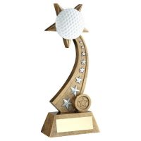 Bronze/Pewter/White Golf Ball On Star Trail With Plate (1in Centre) - 8in - 203mm