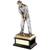 Bronze/Pewter Start Of Swing Golfer On Black Base Trophy Award - 12.5in : New 2018