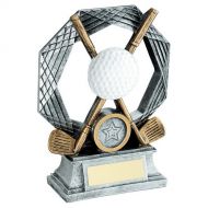 Bronze-Pewter-White Golf Octagon Series With Plate - 6in : New 2022
