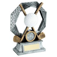 Bronze-Pewter-White Golf Octagon Series With Plate - 6in