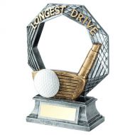 Bronze-Pewter-White Golf Octagon Series With Plate Longest Drive - 6in : New 2022
