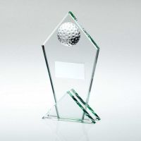 Jade Glass Pointed Plaque With Half Golf Ball And Plate - 8.5in - 216mm