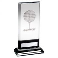 Clear-Black Glass Plaque With Lasered Golf Image And Plate (15mm Thick) - 8.25in : New 2022