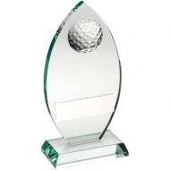 Jade Glass Plaque With Half Golf Ball Trophy Award - 5.75in : New 2018