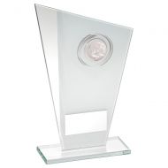 White/Silver Printed Glass Plaque With Golf Insert Trophy Award - 8in : New 2018