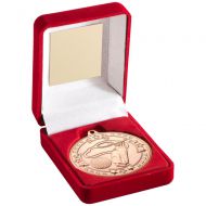 Red Velvet Box Medal Golf Trophy Bronze 3.5in