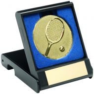 Black Plastic Box with Tennis Insert Trophy Award Silver 3.5in : New 2020
