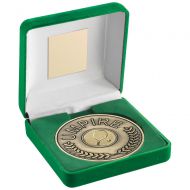 Green Velvet Box and 70mm Umpire Medallion with Tennis Insert Antique Gold 4in : New 2020